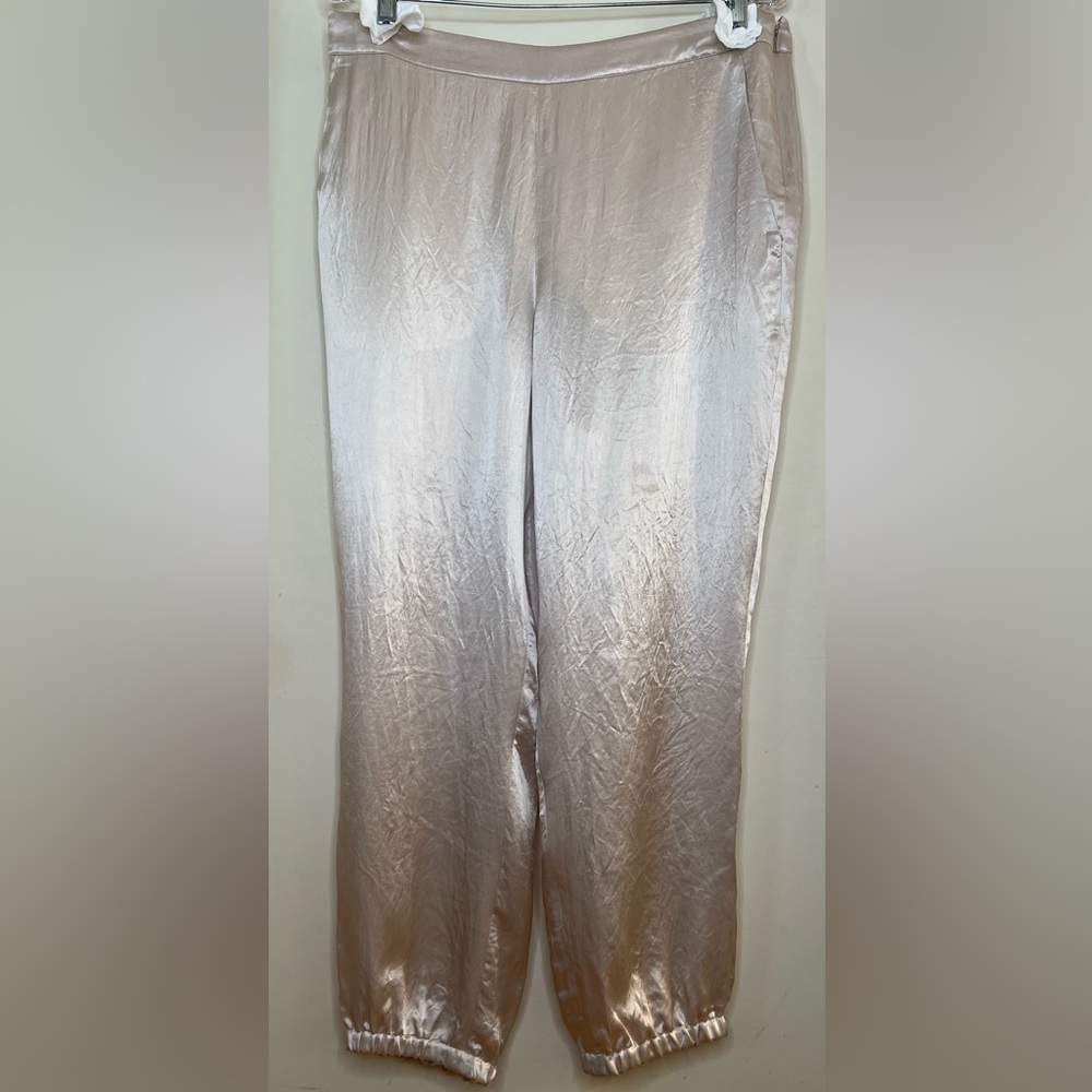 Sonia Rykiel Nacre Satin Joggers, FR 44/US 12, NWT